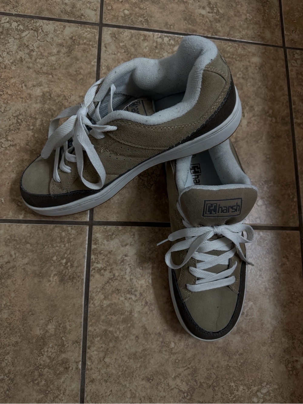 Men's Harsh Lace-Up Sneakers in Tan and Dark Brown 10